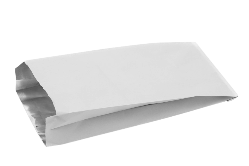 Papieren braadzak/grillzak wit met aluminium binnenzijde 160 x 55 x 290 mm
