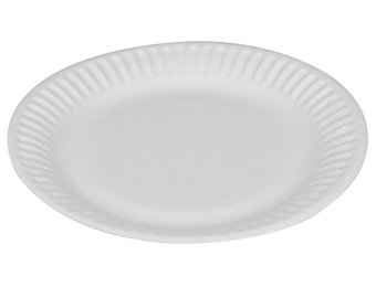 Clay coated paper plates round white various sizes
