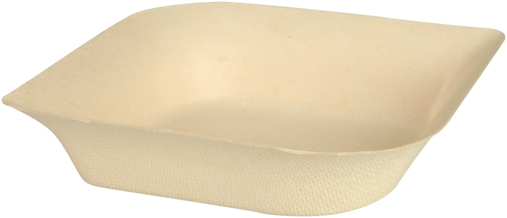 Sugarcane plate square deep 14x14x3 cm