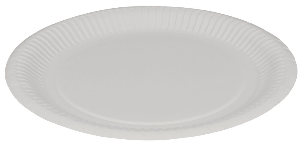 Clay coated paper plates round white various sizes