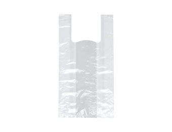 LDPE shirt carrier bag white 27+12 x 48 cm on block
