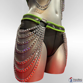 Neoprene Hip Belt Reflective Green with silver chains