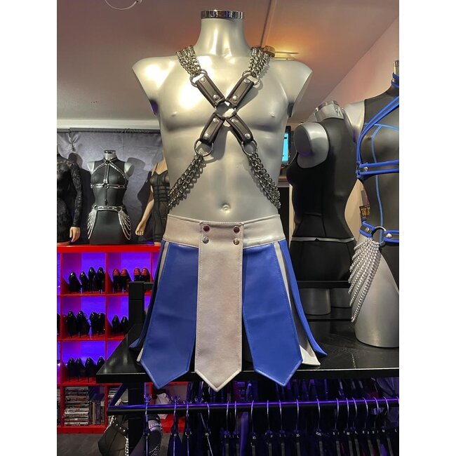 Cool silver/blue Gladiator skirt made of "Heavy Duty" artificial leather