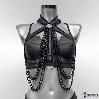 Dames Neopreen harnas top met zwarte ketting