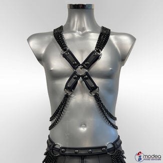 Neoprene men's harness black with 20 mm chain links