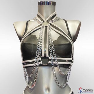 Neoprene Harness Top Silverwhite with silver chains