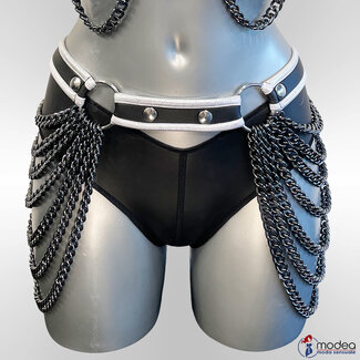 Neoprene Hip Belt silverwhite with silverblack chains