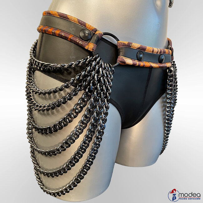 Neopreen Heupriem Tiger Looks with  transparant black chains