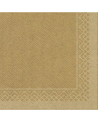 Servet Tissue 3 laags 40x40cm 1/4 vouw Uni Goud