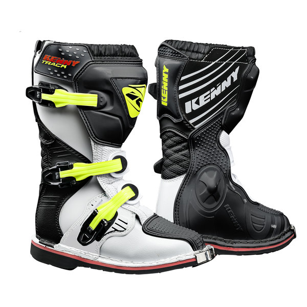 Track Boots For Junior White Black Neon Yellow