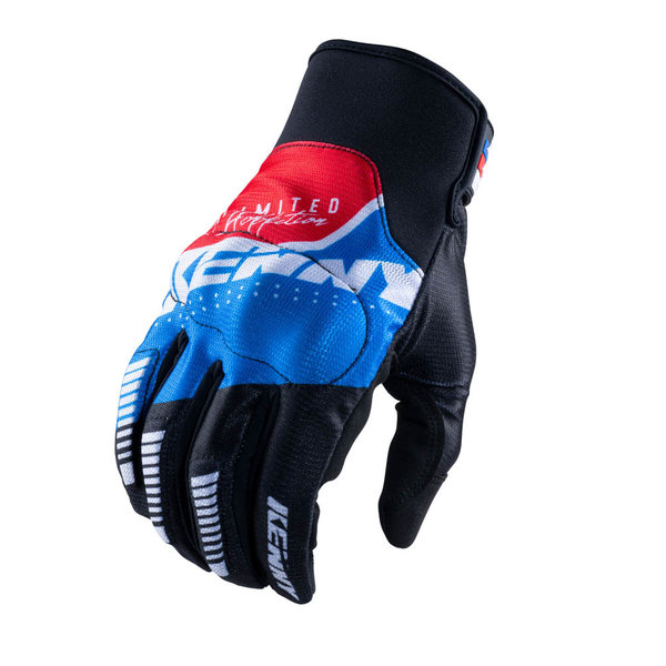 Defender Gloves Black Blue Red