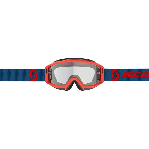 Scott Goggle Split OTG Dark Blue/Neon Red Clear Works (Speciaal Voor Brildragers)