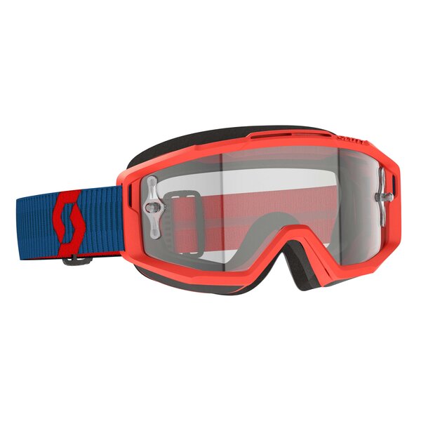 Scott Goggle Split OTG Dark Blue/Neon Red Clear Works (Speciaal Voor Brildragers)