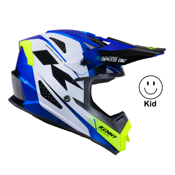 Track Helmet Kid Graphic  Speed Neon Blue