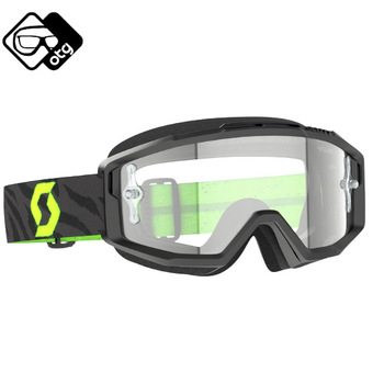 Scott Goggle Split OTG zebra black/neon yellow clear works (Speciaal Voor Brildragers)