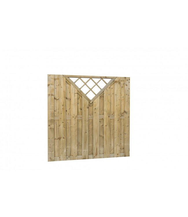 Woodvision Jumboscherm geschaafd vuren 18-planks 15mm, 18x180cm, met trellis, groen geïmpregneerd