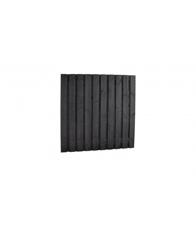 Woodvision Grenen hout geschaafd plankenscherm 21-planks 15mm, 180x180cm, recht, geïmpregneerd en zwart gespoten.