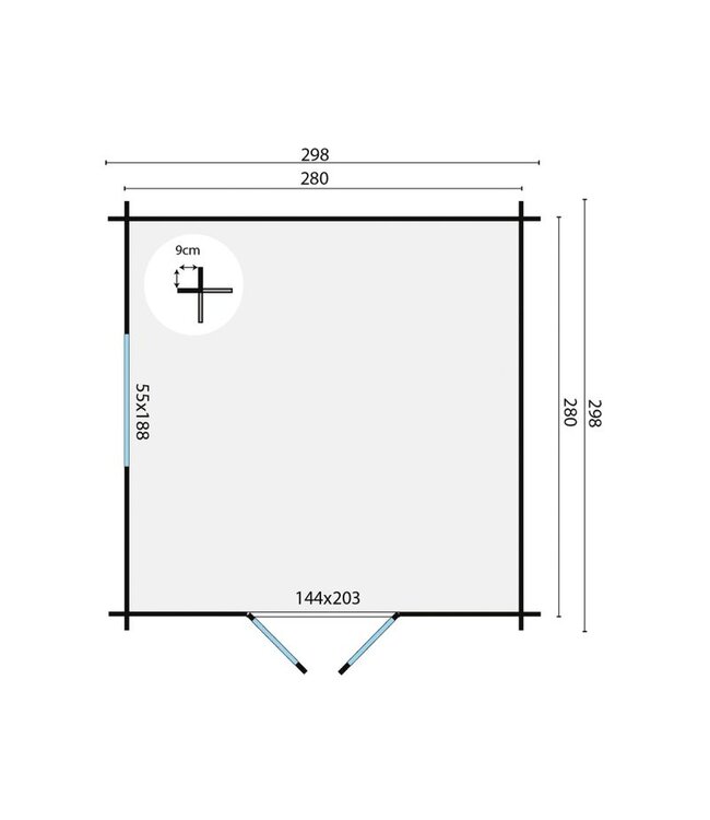 Tuindeco  Blokhut Bodine 28 mm onbehandeld vuren met plat dak