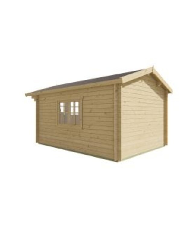 Tuindeco  Blokhut - Tuinhuis Pamplona 34 mm vuren onbehandeld met overkapping voorkant