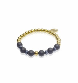 Midnight Blue goud/facet/agaat  - 6 mm