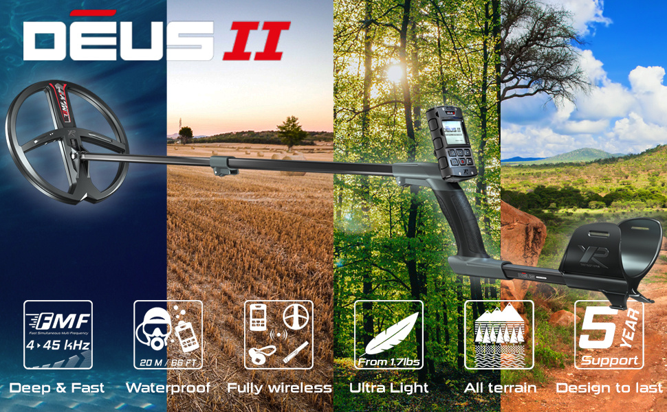 XP Metaaldetectors XP Deus 2 met RC en 34 cm FMF-zoekschijf – draadloos & waterdicht