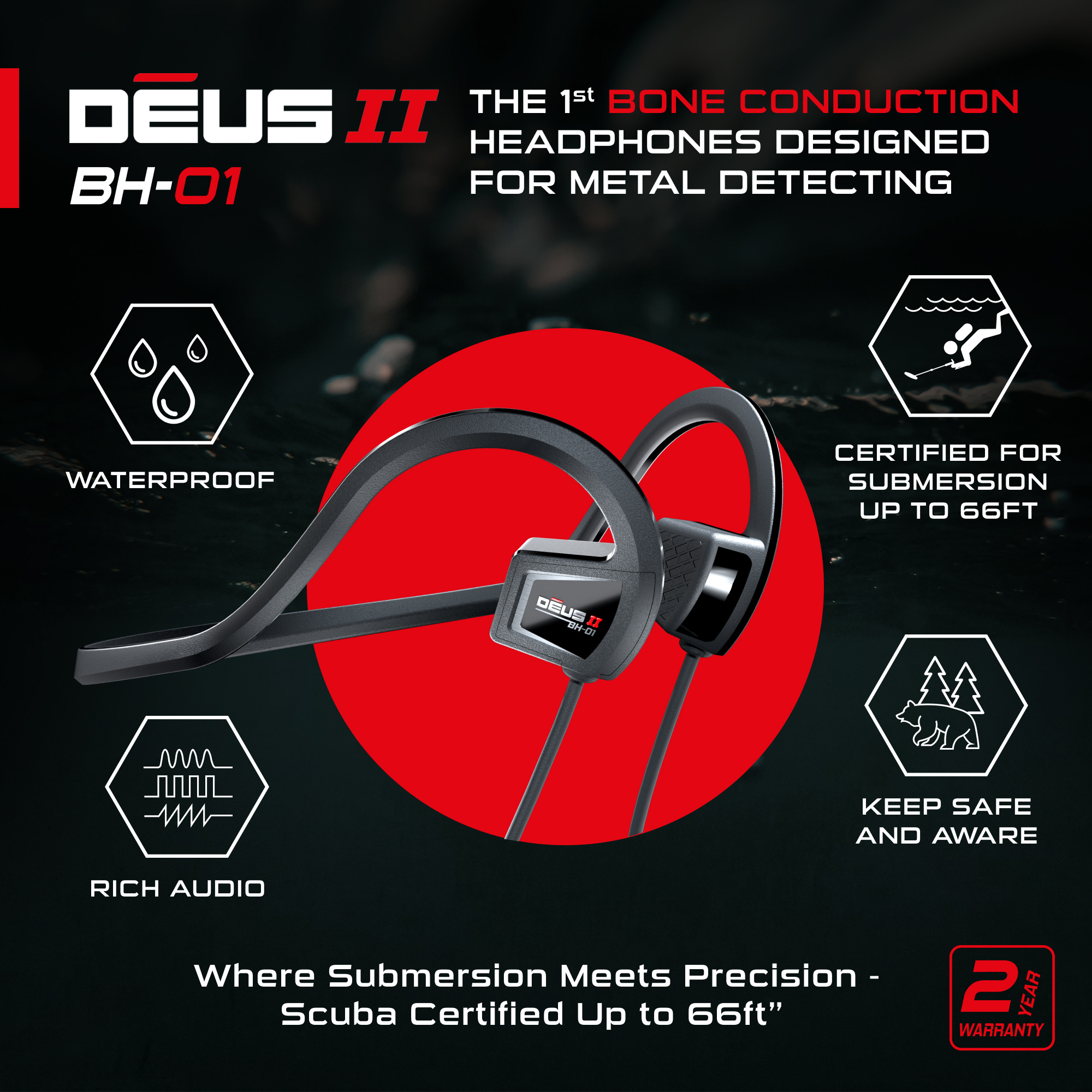 XP Metaaldetectors Deus 2 BH-01 Bone conduction Hoofdtelefoon