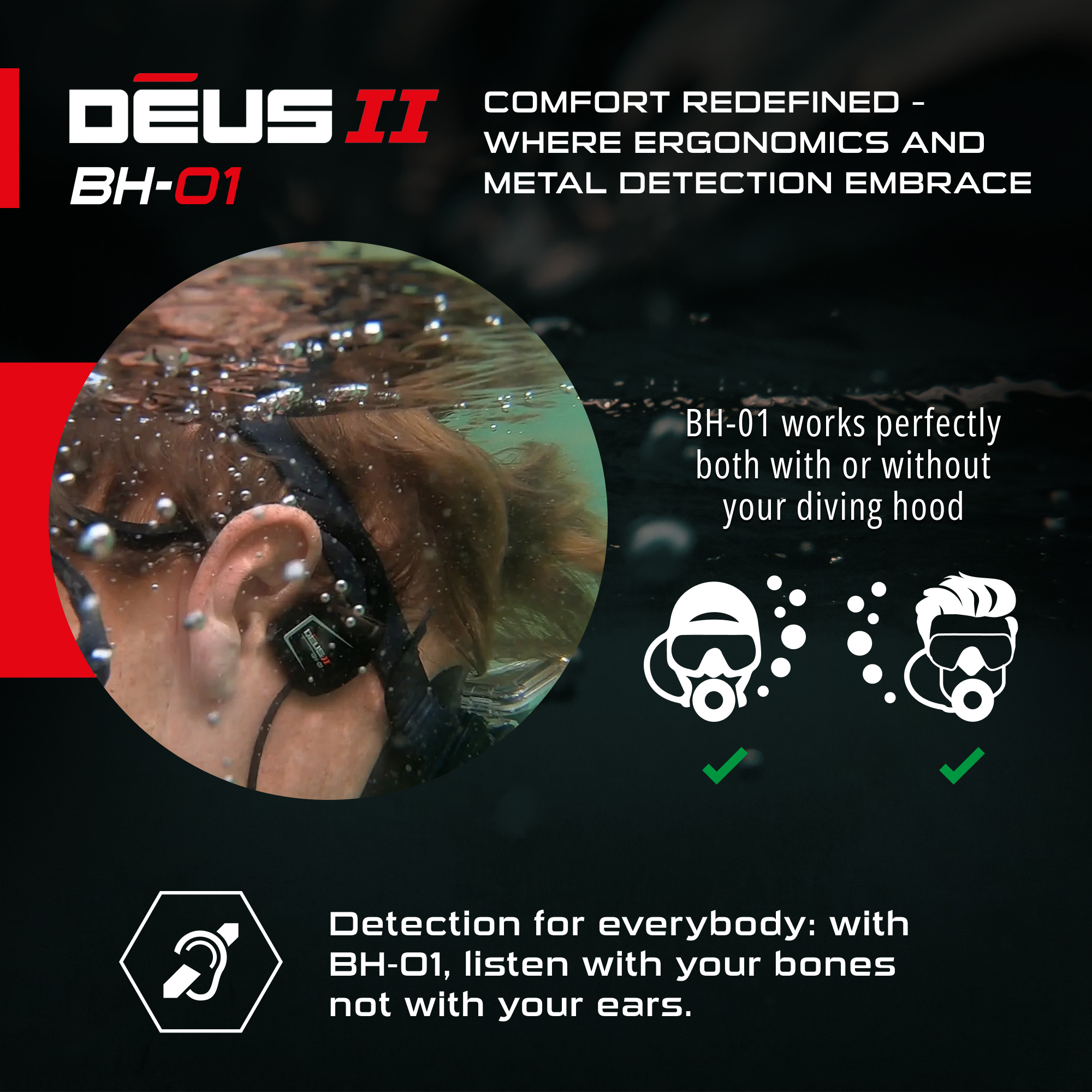 XP Metaaldetectors Deus 2 BH-01 Bone conduction Hoofdtelefoon