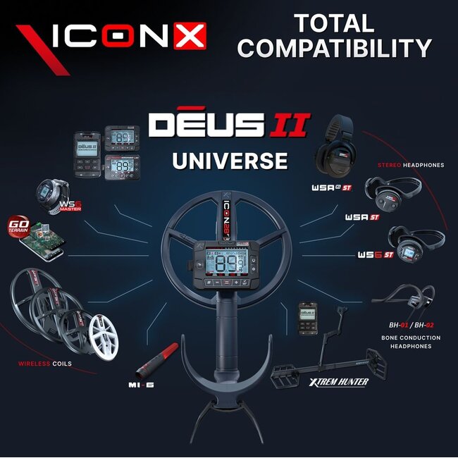 XP Metaaldetectors XP ICON X metal detector with WSA XL ST headphones – over-ear, wireless & waterproof up to 5 meters