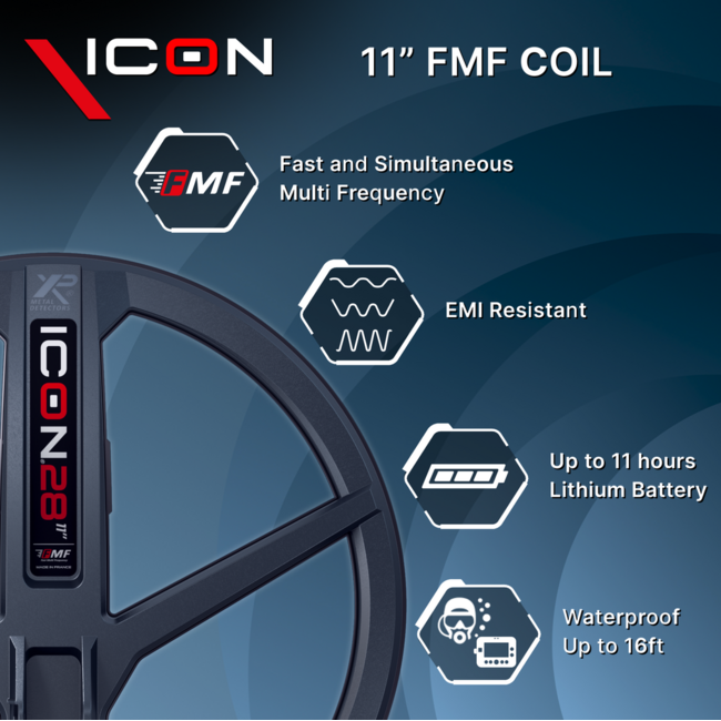 XP ICON metal detector with WSA ST headphones – wireless, lightweight & waterproof up to 5 meters