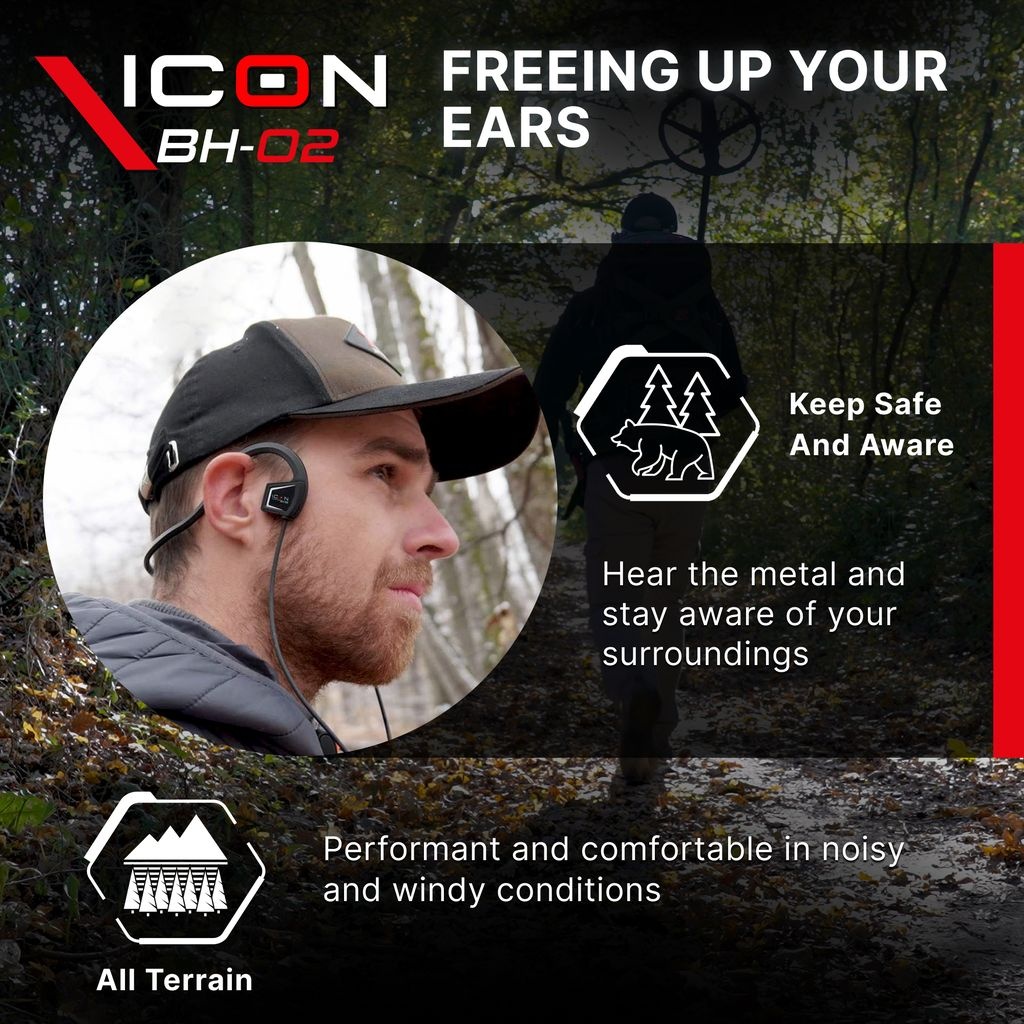 XP Metaaldetectors XP BH-02 Bone Conduction Kopfhörer – für ICON und ICON X (wasserdicht zum Waten und Tauchen)
