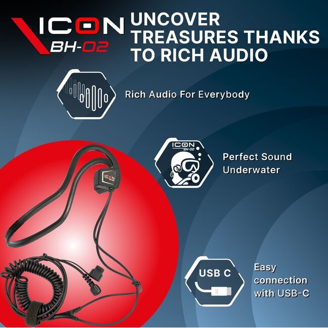 XP Metaaldetectors XP BH-02 Bone Conduction Headphones – for ICON and ICON X (waterproof for wading and diving)