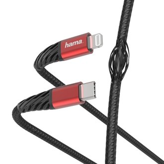 HAMA HAMA Snellaad-/gegevenskabel "Extreme", USB-C - Lightning, 1,5m, Zwart/rood HAMA HAMA Snellaad-/gegevenskabel "Extreme", USB-C - Lightning, 1,5m, Zwart/rood