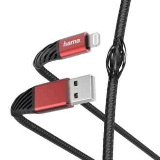 HAMA HAMA Snellaad-/gegevenskabel "Extreme", USB-A - Lightning, 1,5m, Zwart/rood