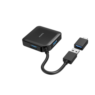 HAMA HAMA USB-hub, 4-poorts, 4 x USB 3.2,  incl. USB-C-adapter
