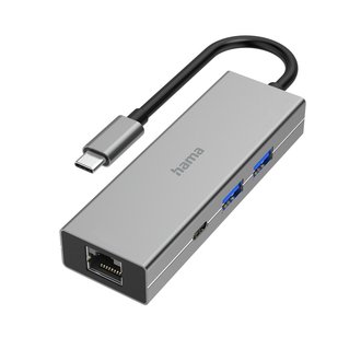 HAMA HAMA USB-C-hub, 4-poorts, 2x USB-A, USB-C, LAN/ethernet