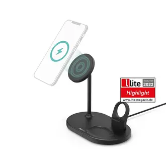 HAMA Hama 3 in1 Wireless Charger "MagCharge Multi", Zwart HAMA Hama 3 in1 Wireless Charger "MagCharge Multi", Zwart