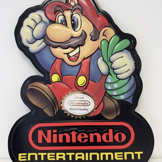 Origineel Nintendo Mario NES Double-Sided Store Display Sign – Official Nintendo Seal