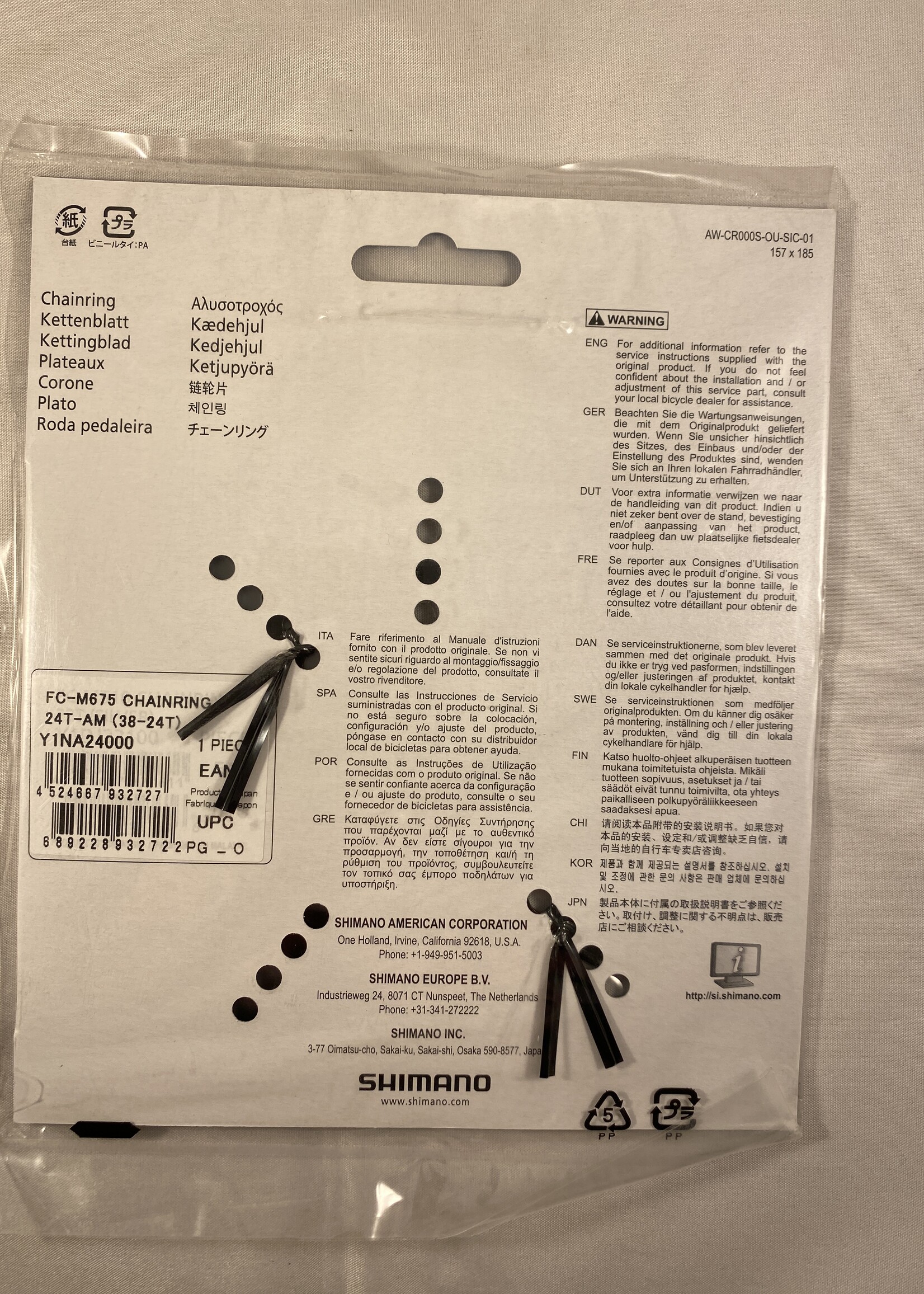Shimano Shimano SLX FC-M675 kettingblad 24T 64 mm 10 speed  zwart