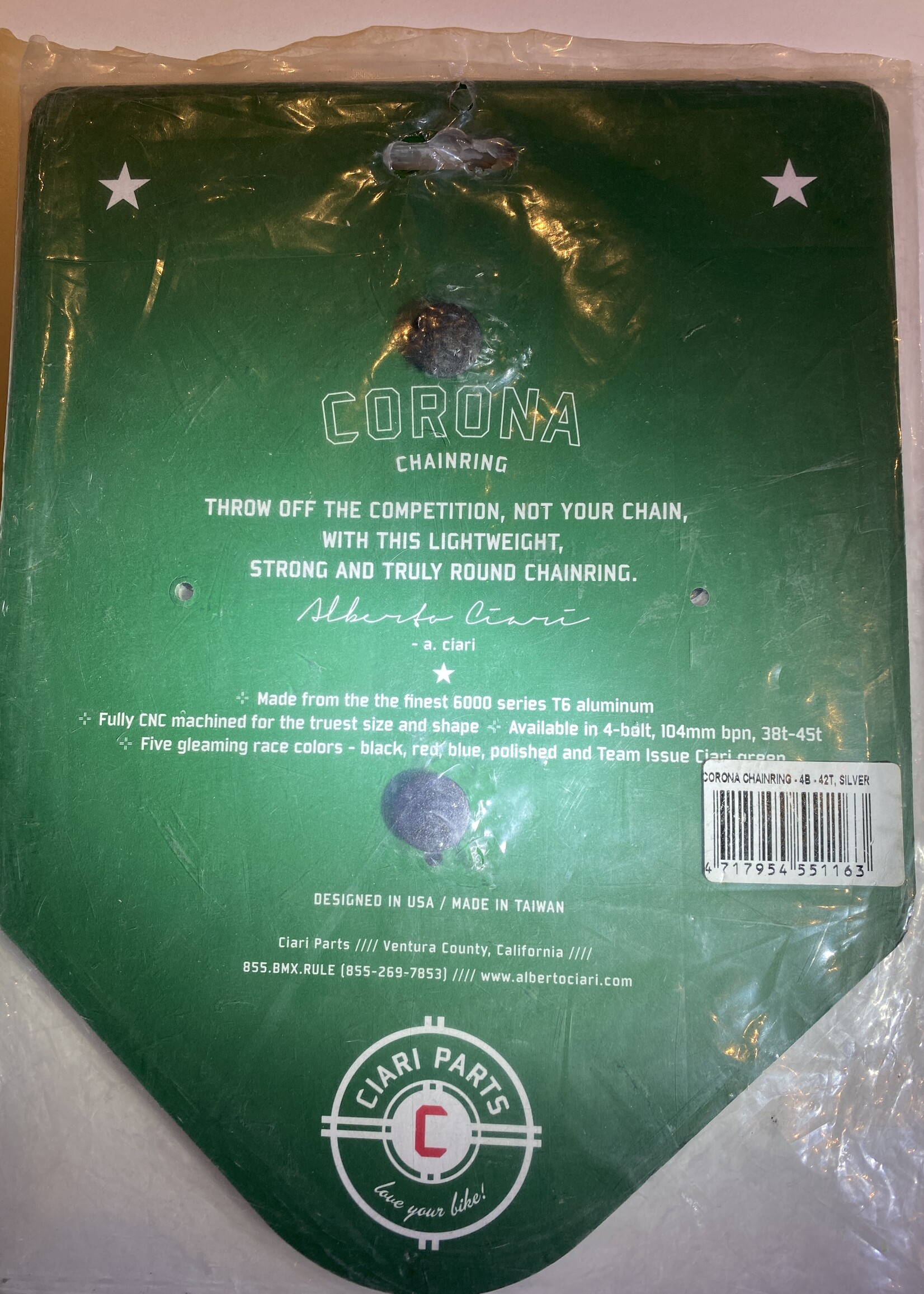 Ciari Corona 4-Bouten Race BMX Chainwheel 42t silver