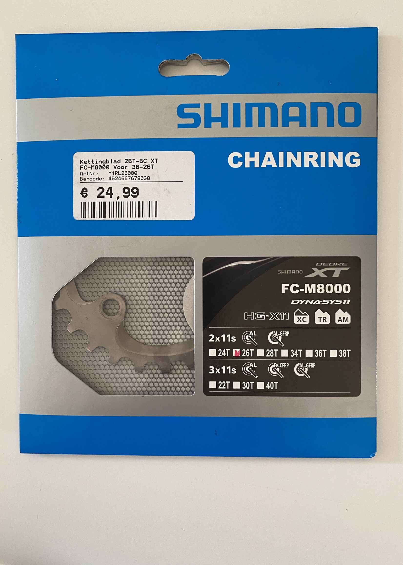 Shimano Shimano XT FC-M8000 kettingblad 26T