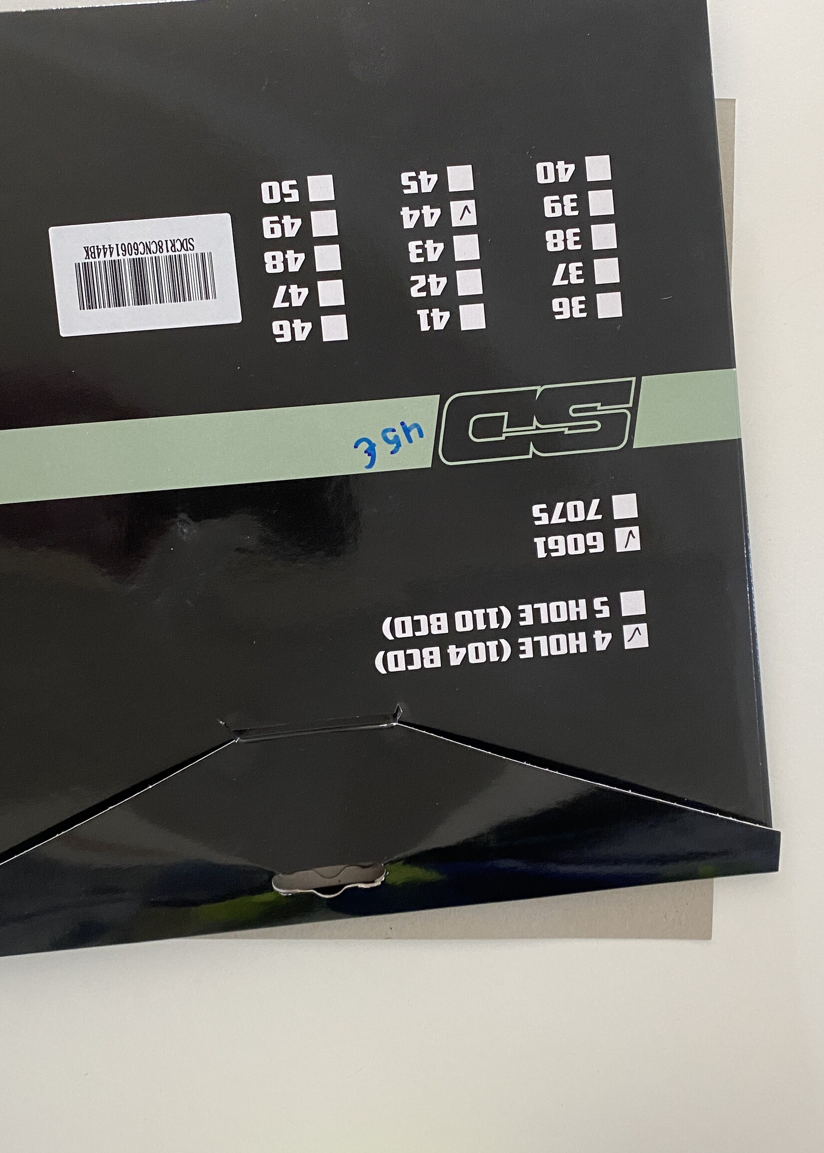SD Sd Cnc 6061 Chainring 4 Hole 104 zwart 44t