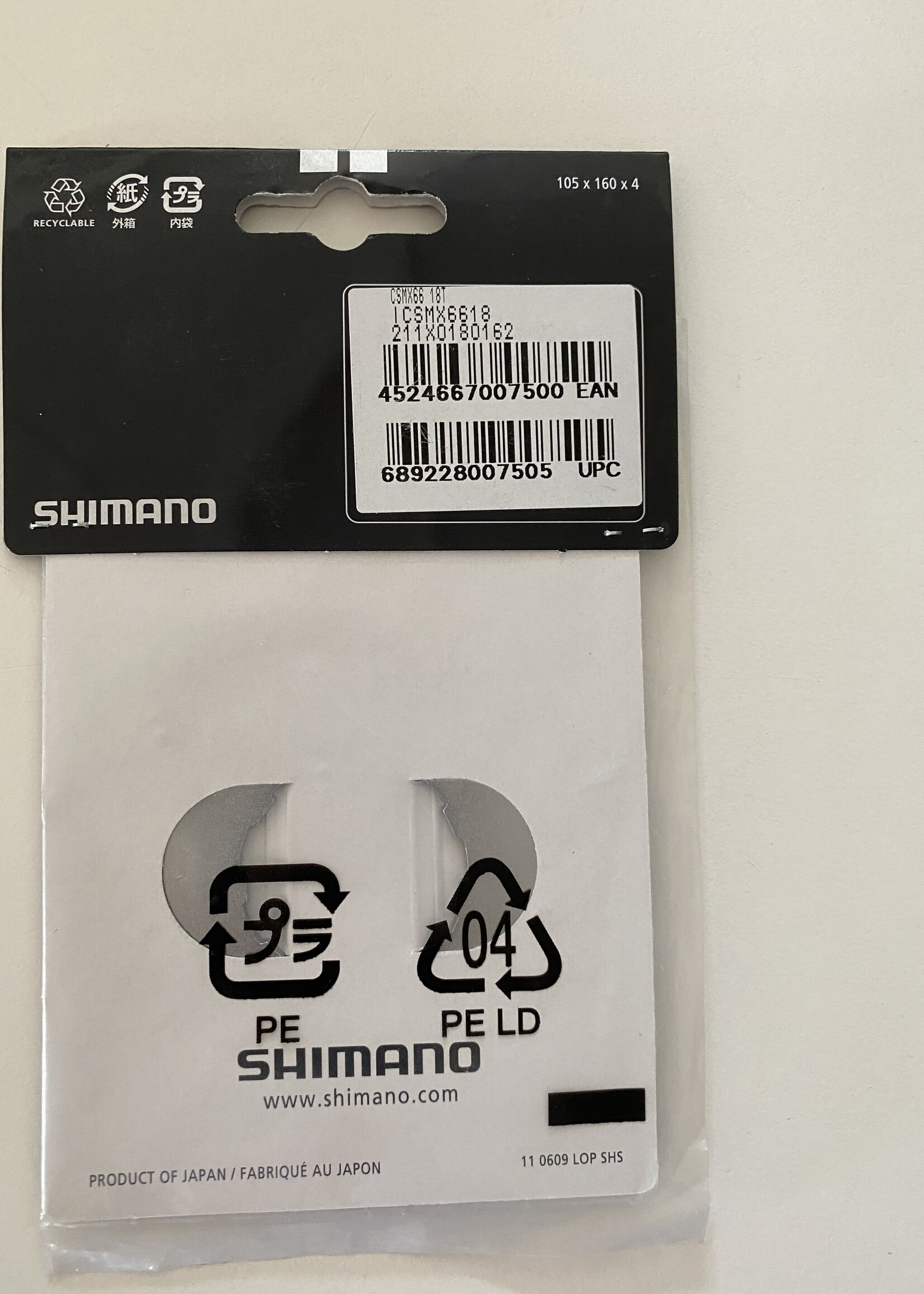 Shimano Shimano Tandwiel  aantal tanden 18T DXR BMX CS-MX66  2,2 mm