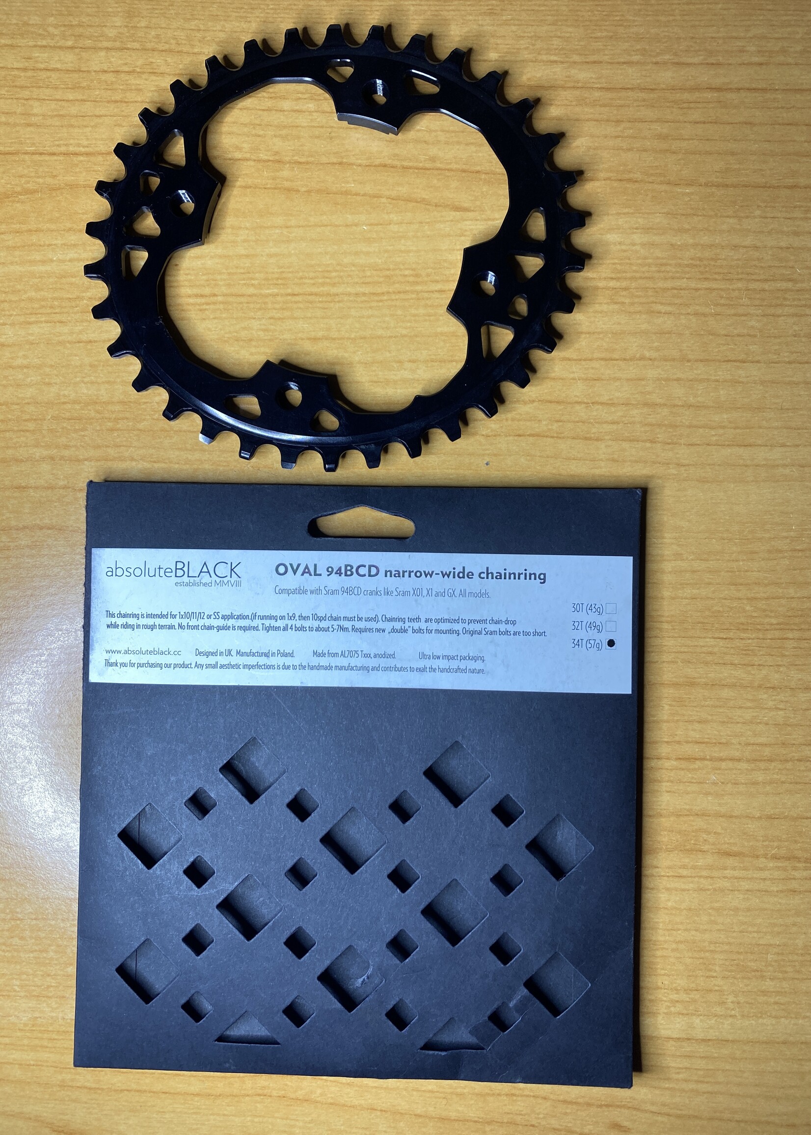 AbsoluteBlack AbsoluteBlack 34T OVAL 94 bcd voor sram X01/X1, GX