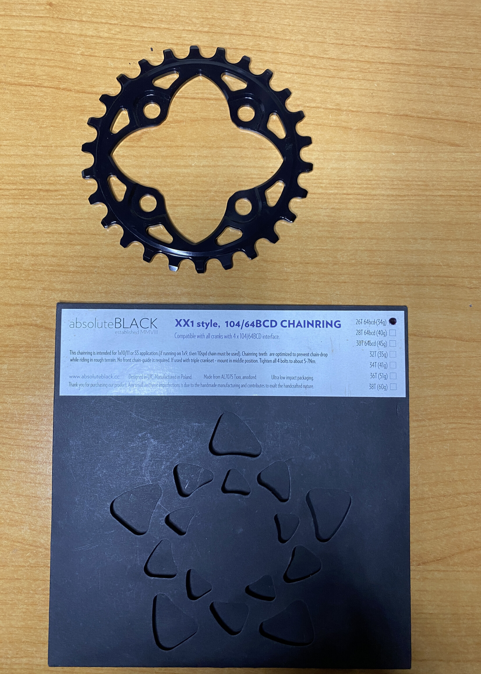 AbsoluteBlack AbsoluteBLACK Narrow Wide 104/64 BCD 26T black  XX1 Style