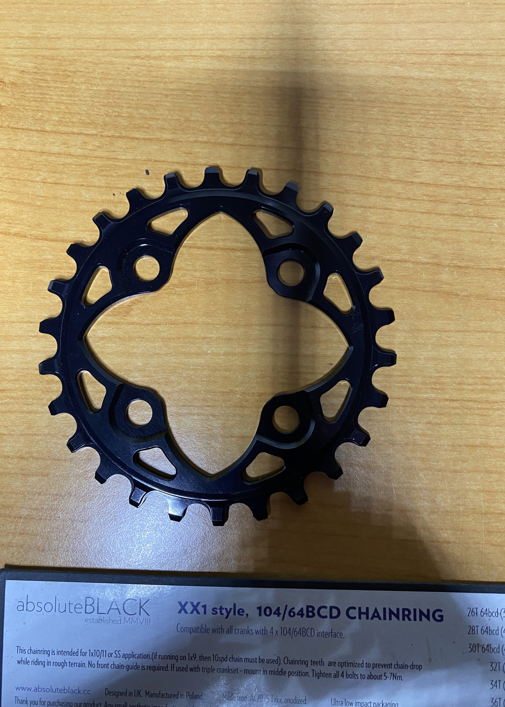 AbsoluteBlack AbsoluteBLACK Narrow Wide 104/64 BCD 26T black  XX1 Style