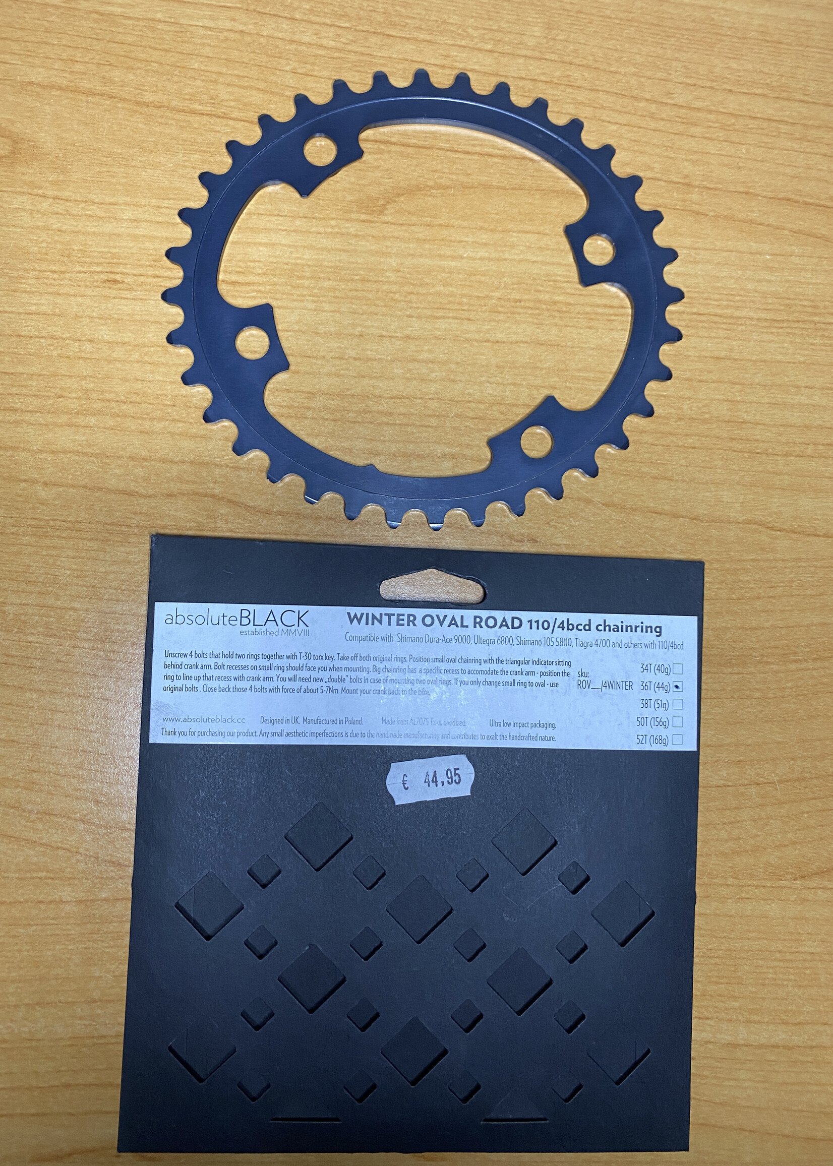 AbsoluteBlack AbsoluteBlack 36T Winter OVAL Road 110 bcd kettingwiel