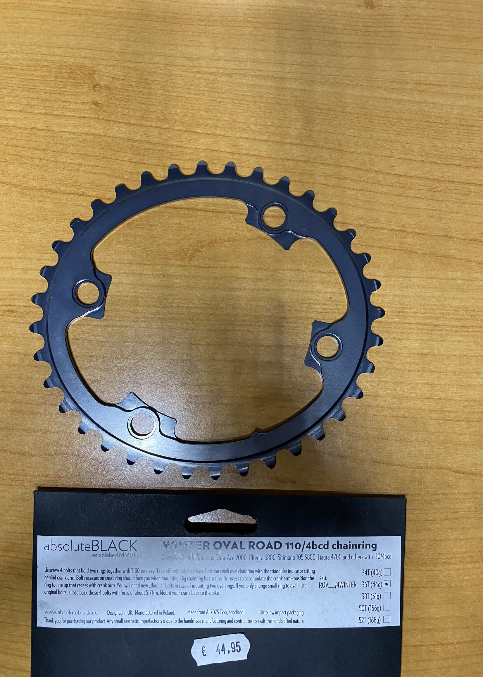 AbsoluteBlack AbsoluteBlack 36T Winter OVAL Road 110 bcd kettingwiel