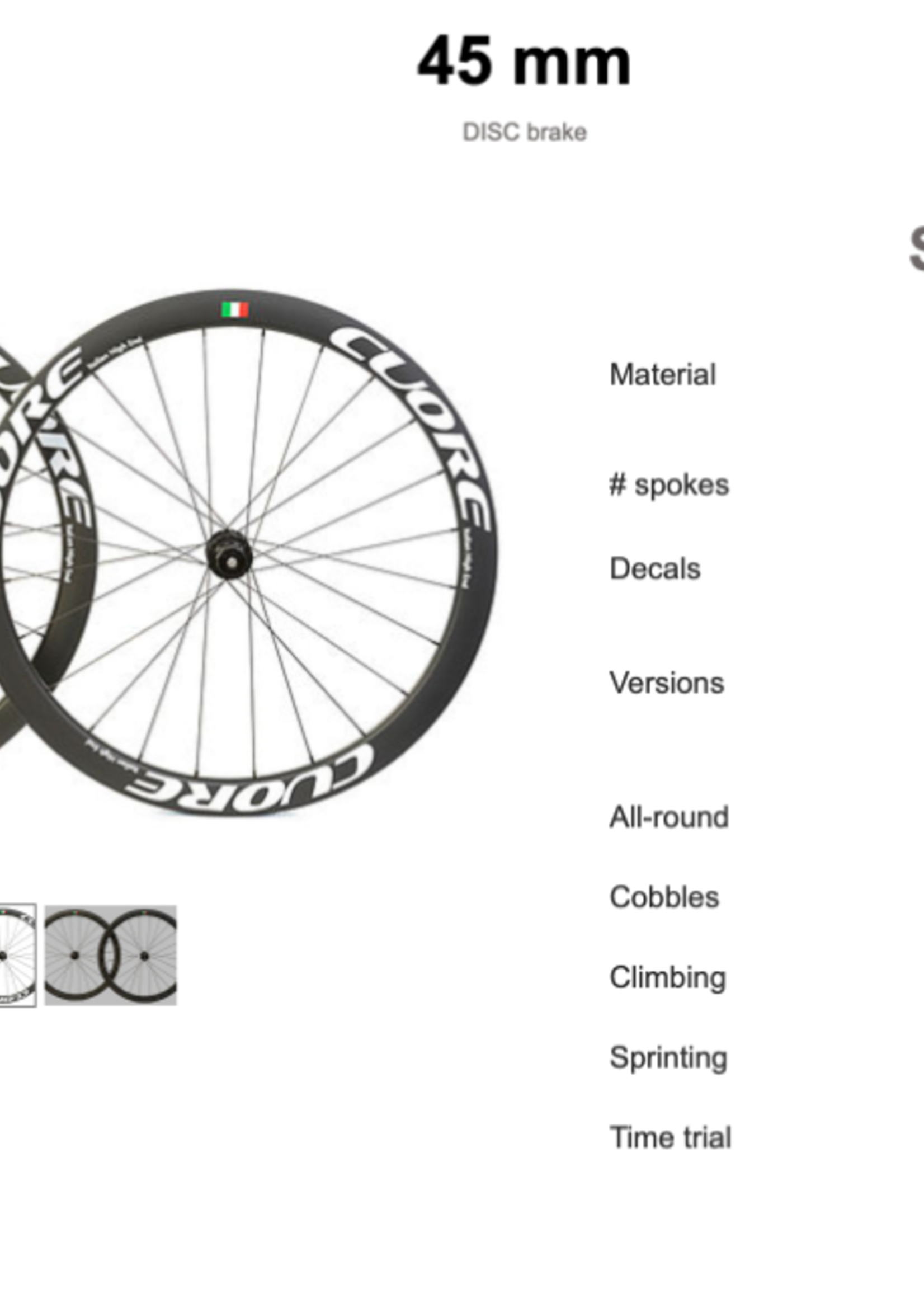 Cuore Cuore Carbon wielen voor disc remmen