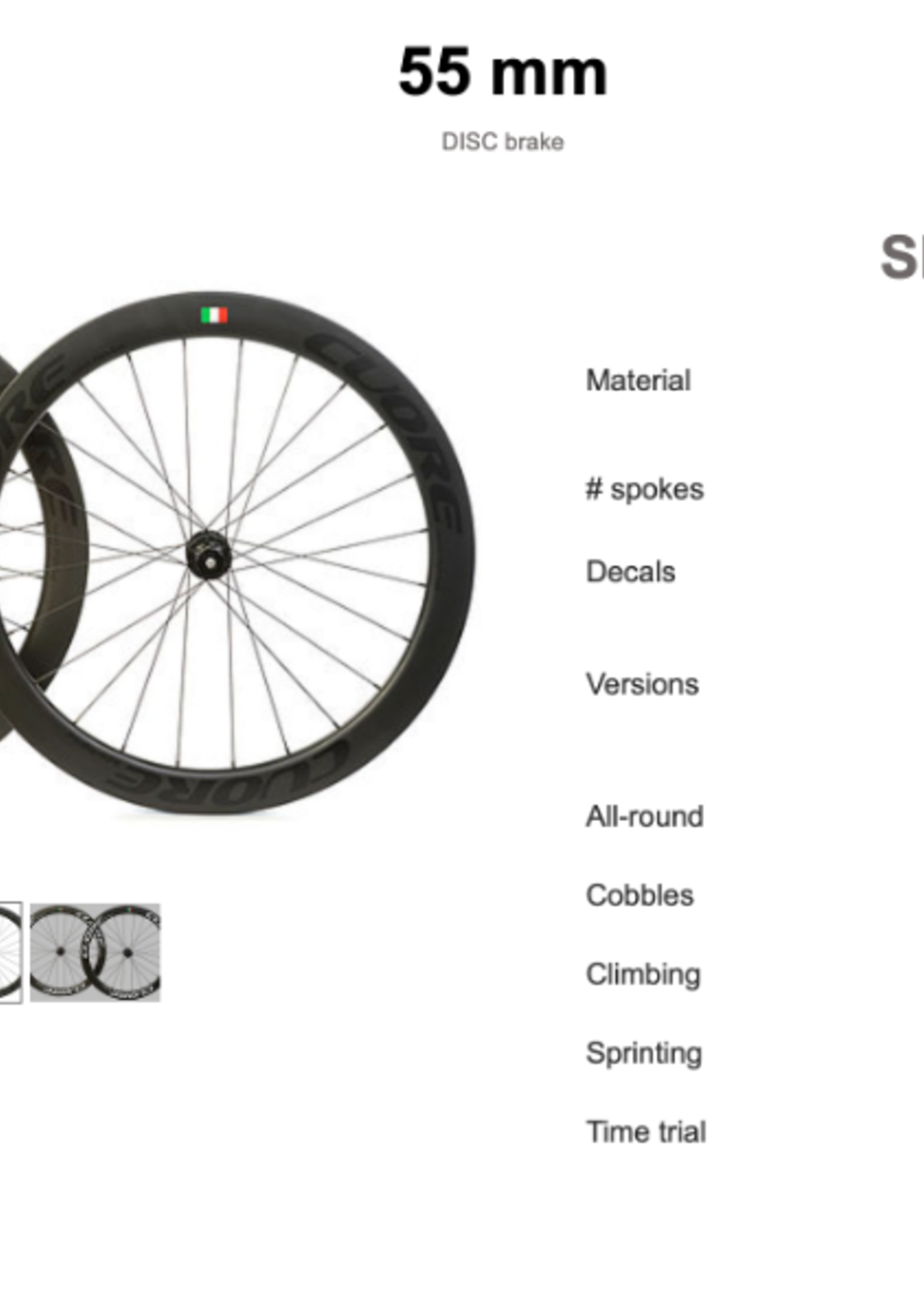 Cuore Cuore Carbon wielen voor disc remmen