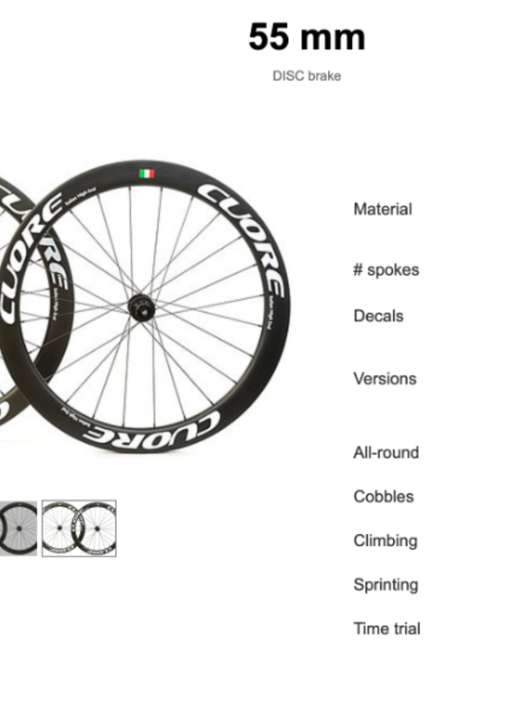 Cuore Cuore Carbon wielen voor disc remmen